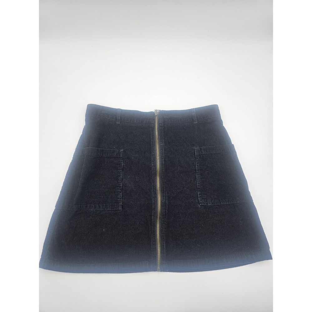 Altar'd State Skirt Womens Sz Large Black Zip Front Pockets Corduroy‎ Mini Short